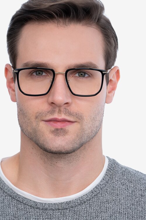 Glimpse Black Gold Acetate-metalMontures de lunettes de vue pour Hommes d'EyeBuyDirect