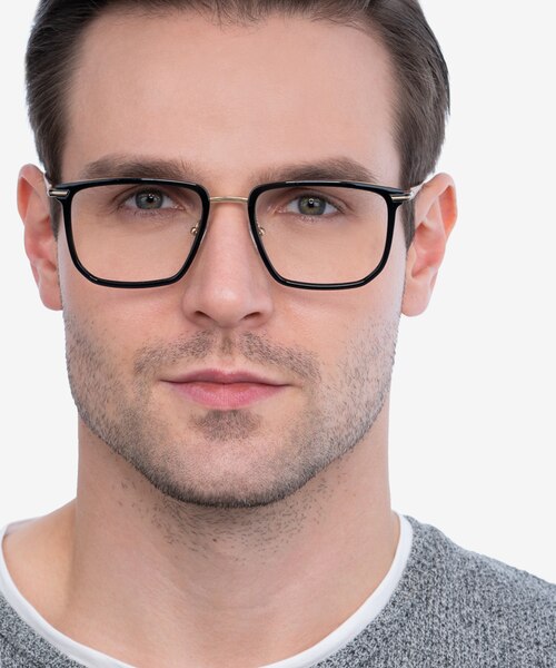 Glimpse Black Gold Acetate, MetalEyeglass Frames for Men from EyeBuyDirect