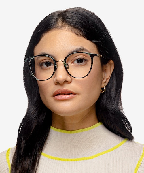 Aloft Green Floral Acetate, MetalEyeglass Frames for Women from EyeBuyDirect