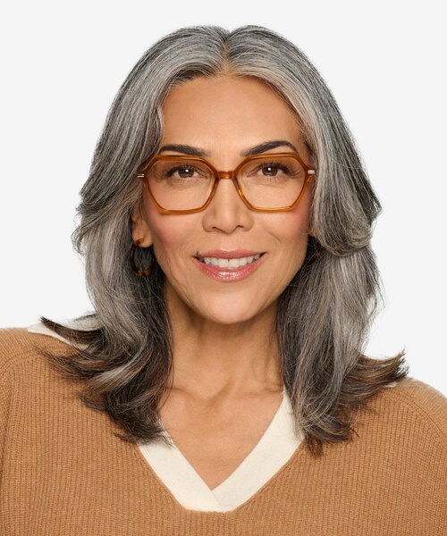 Carmel Mustard Acetate-metalEyeglass Frames for Women from EyeBuyDirect