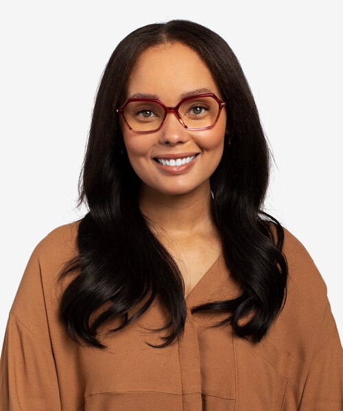 Carmel Raspberry Striped Acetate-metalEyeglass Frames for Women from EyeBuyDirect