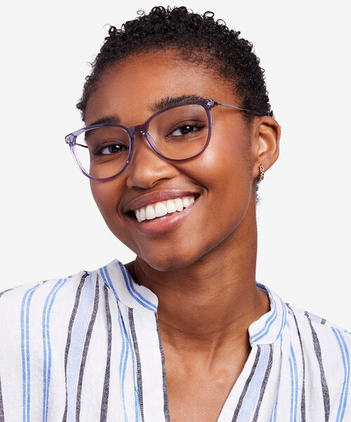 Nebulous Clear Purple Acetate-metalEyeglass Frames for Women from EyeBuyDirect