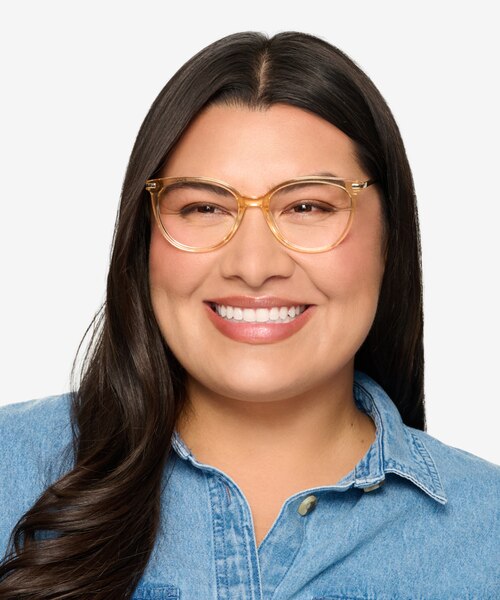 Attitude Clear Melon Acetate-metalEyeglass Frames for Men from EyeBuyDirect