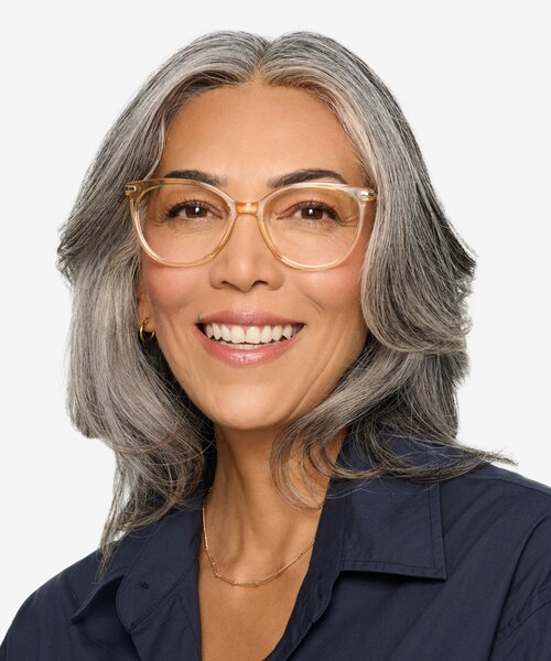 Attitude Clear Melon Acetate-metalEyeglass Frames for Women from EyeBuyDirect