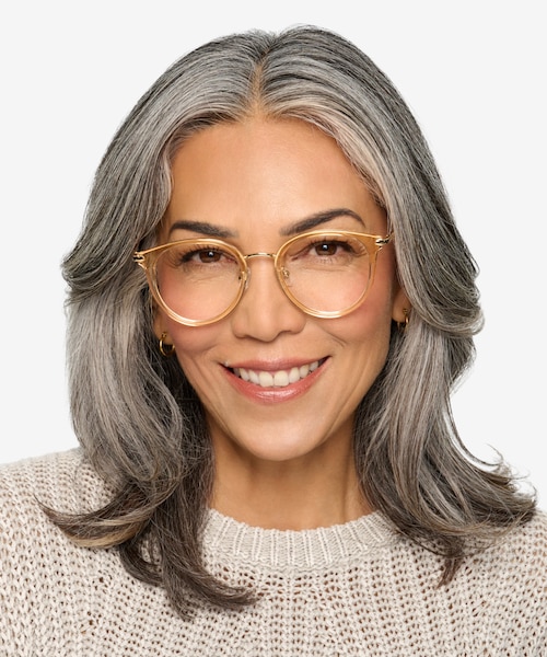 Hollie Clear Melon Plastic, MetalEyeglass Frames for Men from EyeBuyDirect