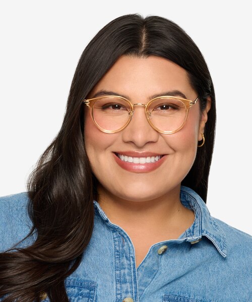 Hollie Clear Melon Plastic-metalEyeglass Frames for Women from EyeBuyDirect