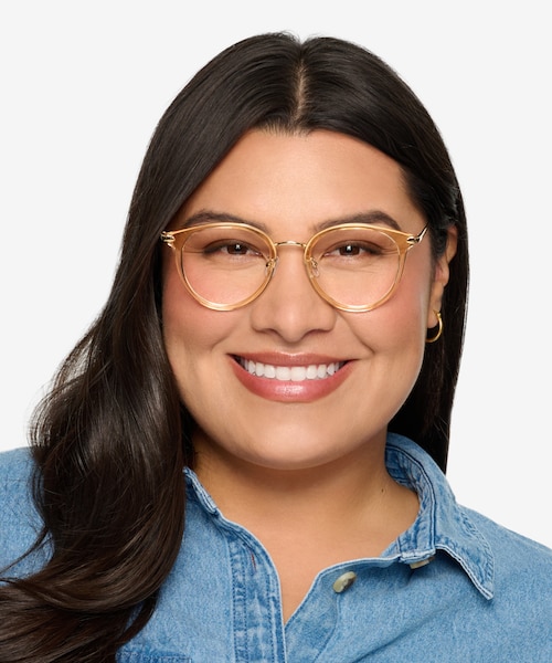 Hollie Clear Melon Plastic, MetalEyeglass Frames for Women from EyeBuyDirect