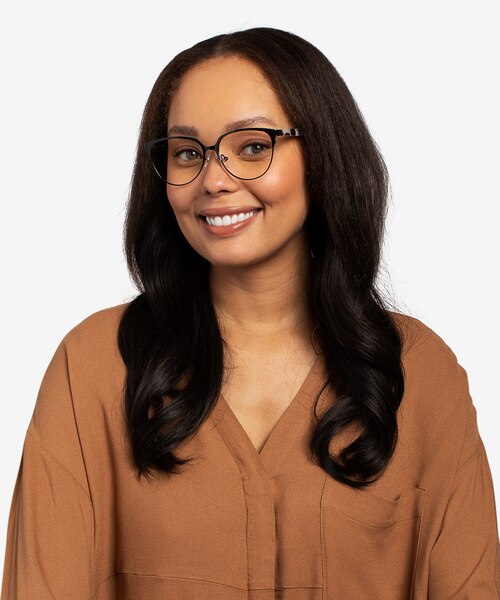 Marigold Black & Leopard Acetate-metalEyeglass Frames for Women from EyeBuyDirect