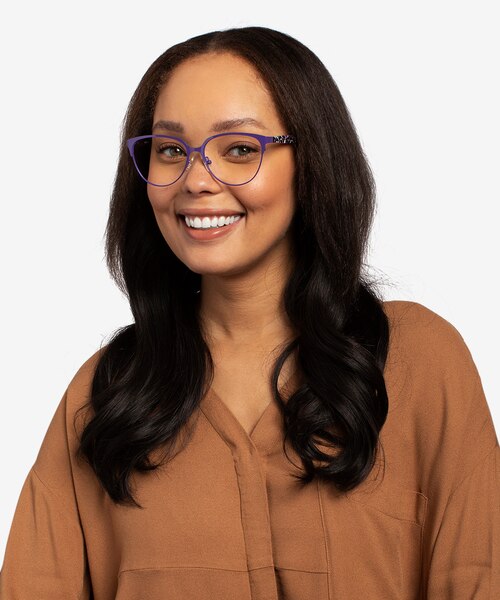 Marigold Purple & Leopard Acetate-metalEyeglass Frames for Women from EyeBuyDirect