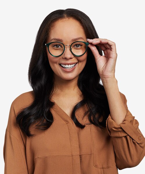 Jezzie Emerald Green & Gold Acetate-metalEyeglass Frames for Women from EyeBuyDirect