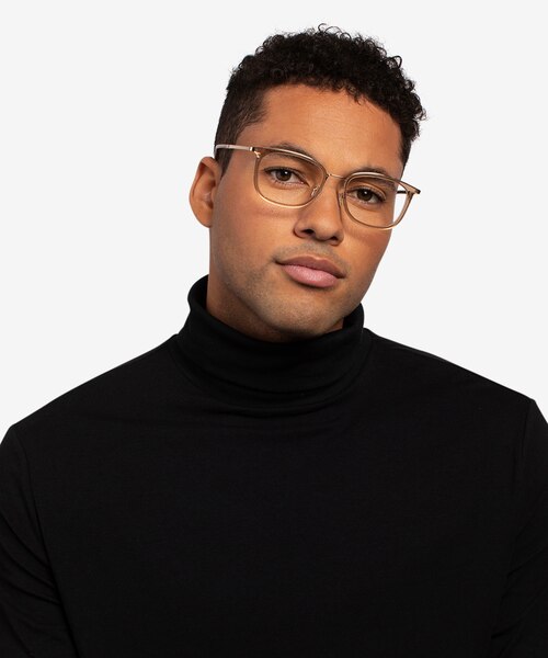 Barnaby Clear Brown Acetate-metalEyeglass Frames for Men from EyeBuyDirect