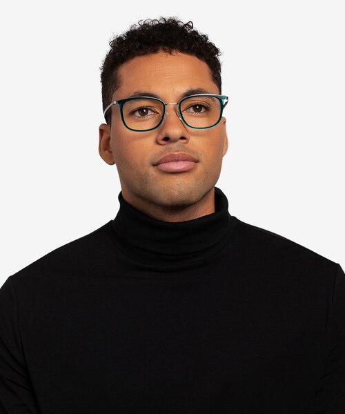 Barnaby Teal Acetate-metalMontures de lunettes de vue pour Hommes d'EyeBuyDirect
