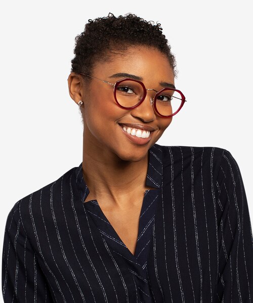 Claire Raspberry  Gold AcetateEyeglass Frames for Women from EyeBuyDirect