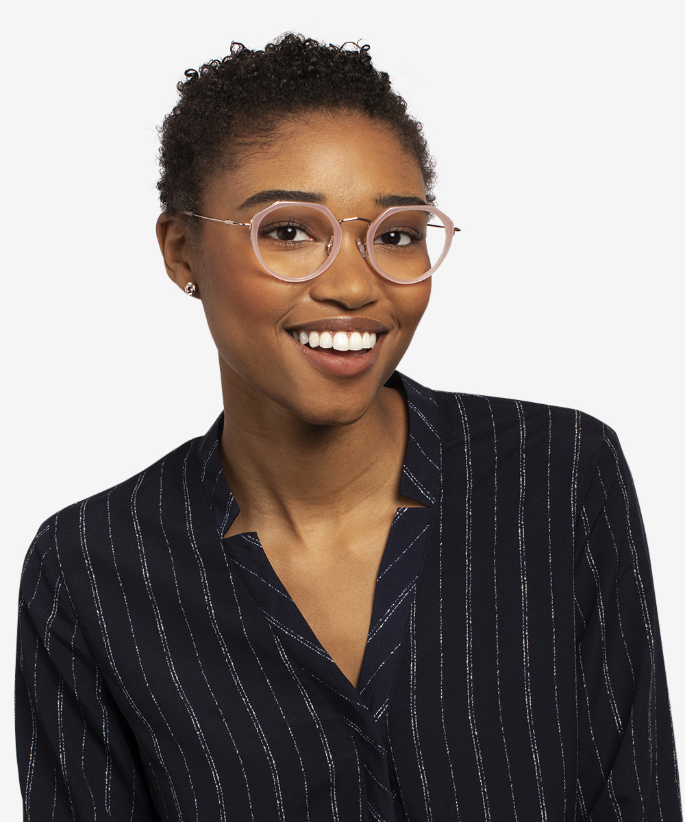 Claire Geometric Pink Rose Gold Glasses For Women Eyebuydirect Canada