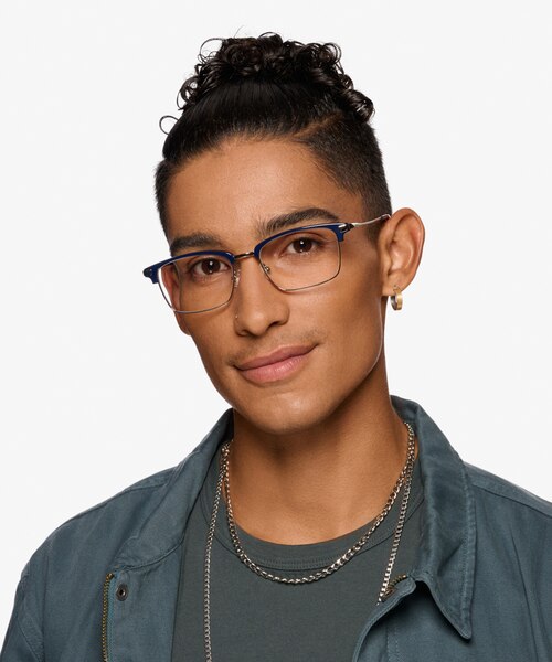 Maxwell Navy Acetate-metalEyeglass Frames for Men from EyeBuyDirect