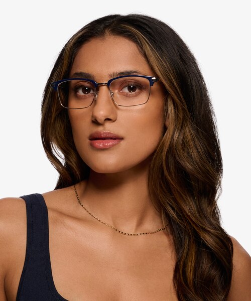 Maxwell Navy Acetate-metalEyeglass Frames for Women from EyeBuyDirect