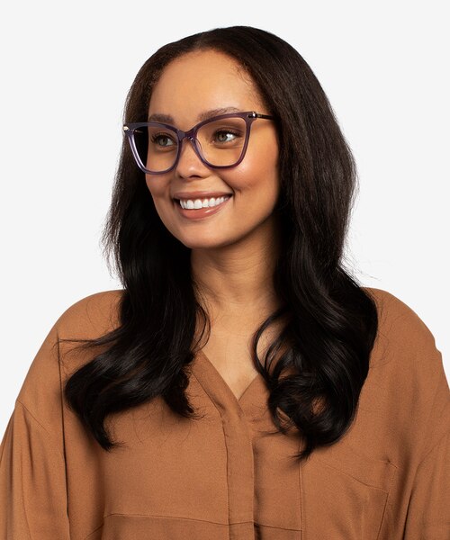 Domy Clear Purple Acetate-metalMontures de lunettes de vue pour Femmes d'EyeBuyDirect