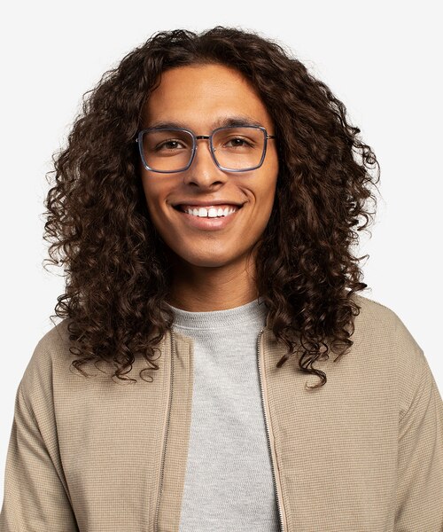 Remi Blue Silver AcetateEyeglass Frames for Men from EyeBuyDirect