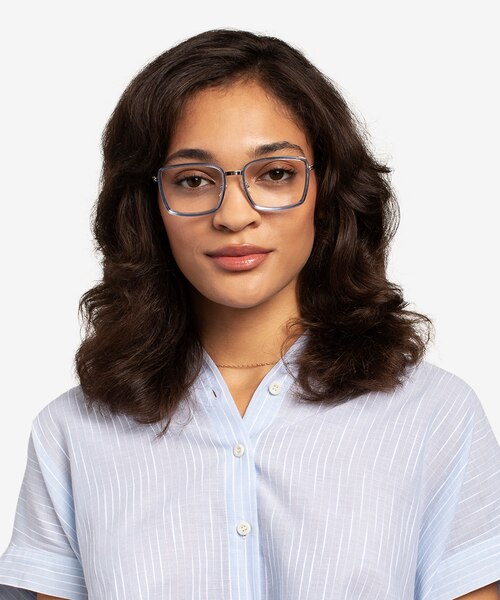 Remi Blue Silver AcetateEyeglass Frames for Women from EyeBuyDirect
