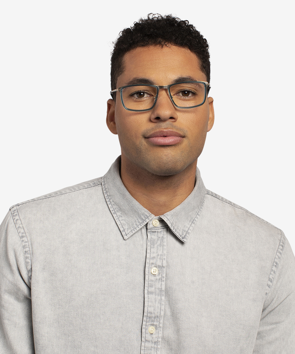 Kairo Rectangle Teal Gold Glasses for Men Eyebuydirect Canada