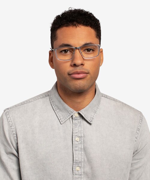 Kairo Clear Gray Silver AcetateEyeglass Frames for Men from EyeBuyDirect