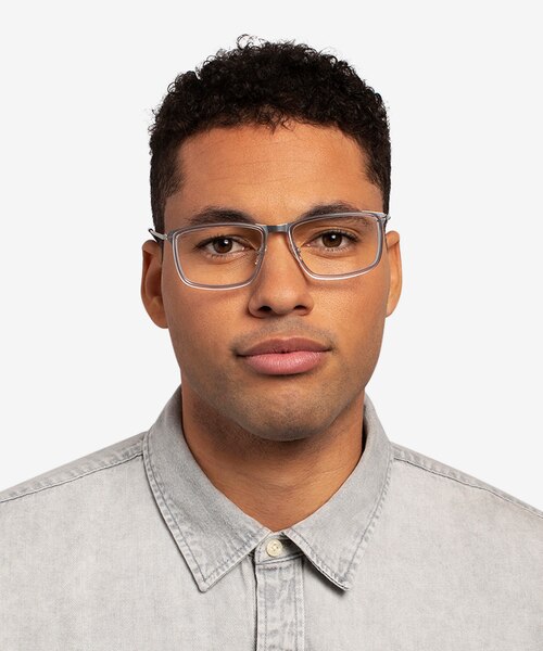 Kairo Clear Gray Silver AcetateEyeglass Frames for Men from EyeBuyDirect