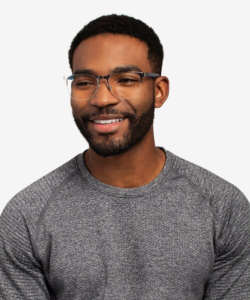 Emmerson Silver & Clear Blue Acetate-metalMontures de lunettes de vue pour Hommes d'EyeBuyDirect