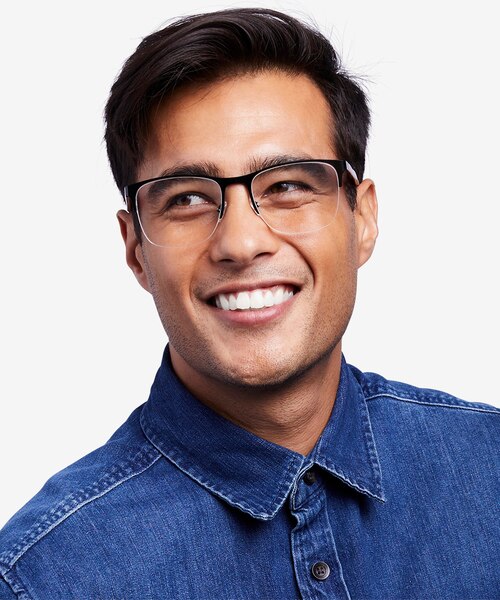 Emmerson Shiny Black & Red Acetate-metalEyeglass Frames for Men from EyeBuyDirect