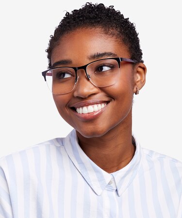 Shiny Black & Red Emmerson -  Acetate Eyeglasses