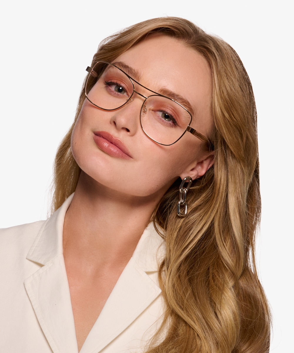 Romina Aviateur Dore Monture Lunettes de vue Eyebuydirect Canada