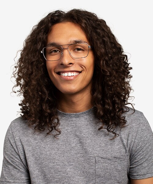 Colton Silver, Clear Blue & Tortoise AcetateEyeglass Frames for Men from EyeBuyDirect
