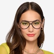 Clip Matte Black & Gold Plastic, MetalEyeglass Frames for Women from EyeBuyDirect