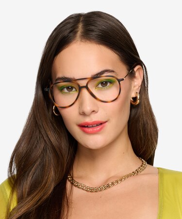 Matte Tortoise & Gold Clip -  Geek Plastic Eyeglasses