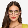 Clip Matte Navy & Gold Plastic-metalEyeglass Frames for Women from EyeBuyDirect