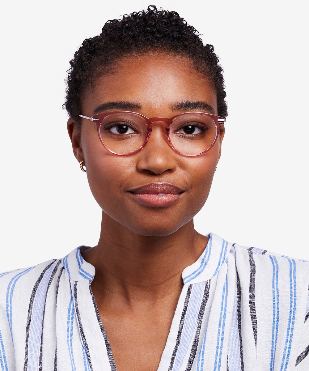 Clear pink shop glasses