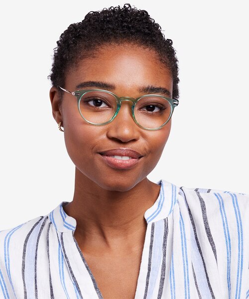 Particle Clear Green & Rose Gold Plastic-metalEyeglass Frames for Women from EyeBuyDirect