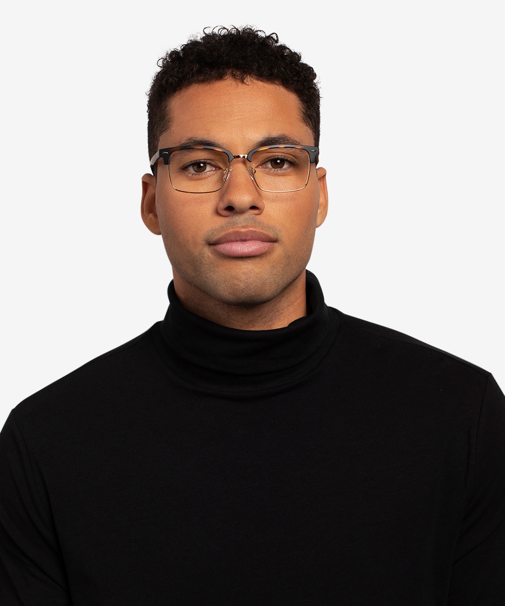 Renaissance Browline Black Gold Glasses for Men Eyebuydirect Canada