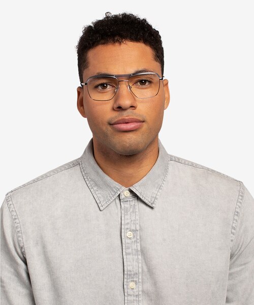 Dynamo Clear Blue & Gunmetal Acetate-metalEyeglass Frames for Men from EyeBuyDirect