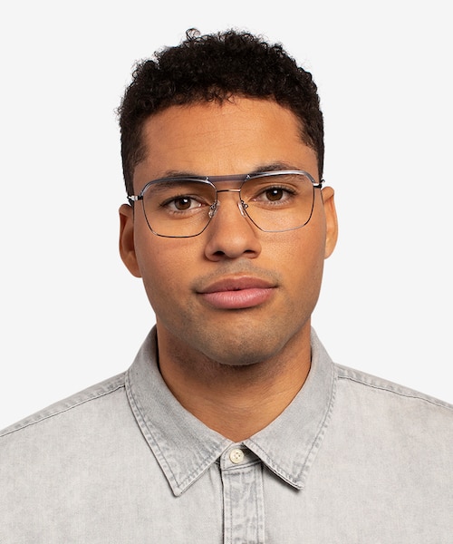 Dynamo Clear Blue & Gunmetal Acetate, MetalEyeglass Frames for Men from EyeBuyDirect
