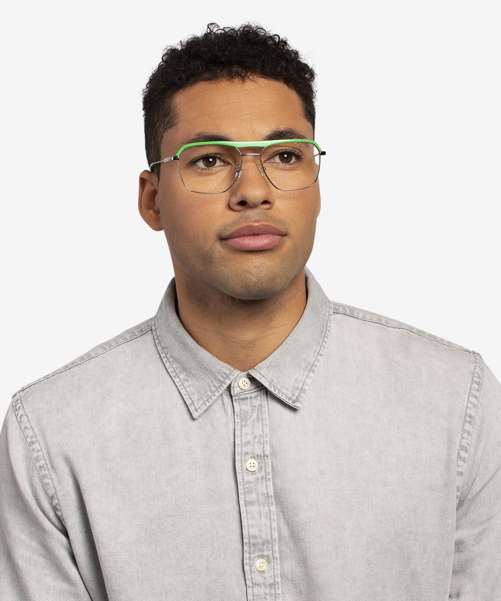 Dynamo Aviator Green & Gunmetal Glasses for Men | Eyebuydirect