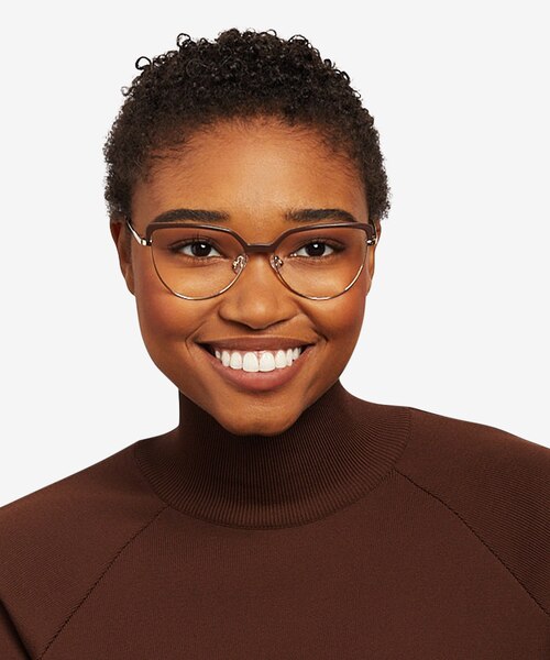 Dona Brown & Gold Acetate-metalEyeglass Frames for Women from EyeBuyDirect
