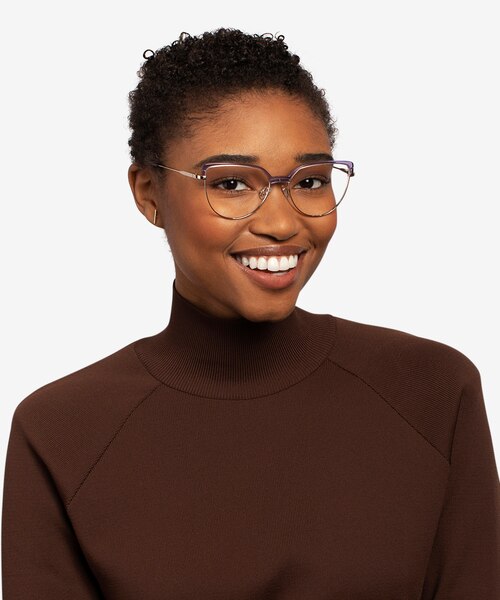 Dona Clear Purple & Gold Acetate-metalEyeglass Frames for Women from EyeBuyDirect