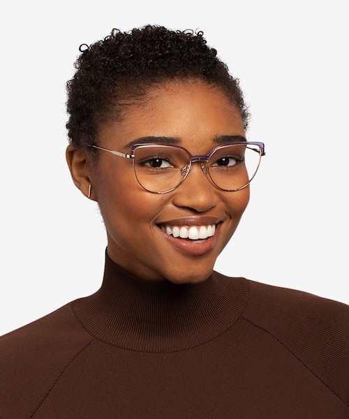 Dona Clear Purple & Gold Acetate, MetalEyeglass Frames for Women from EyeBuyDirect