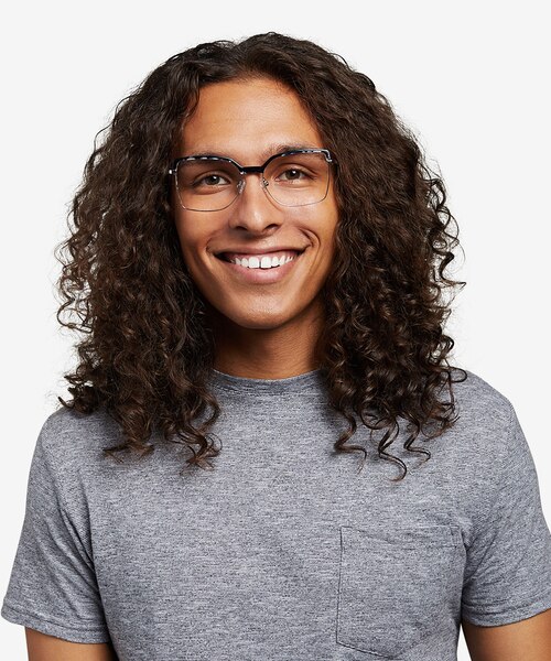 Further Blue Floral & Silver Acetate-metalEyeglass Frames for Men from EyeBuyDirect