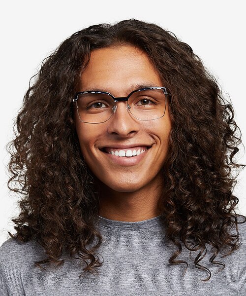 Further Blue Floral & Silver Acetate, MetalEyeglass Frames for Men from EyeBuyDirect