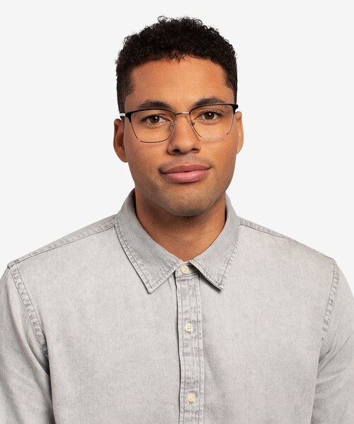 Moore Black Silver AcetateEyeglass Frames for Men from EyeBuyDirect