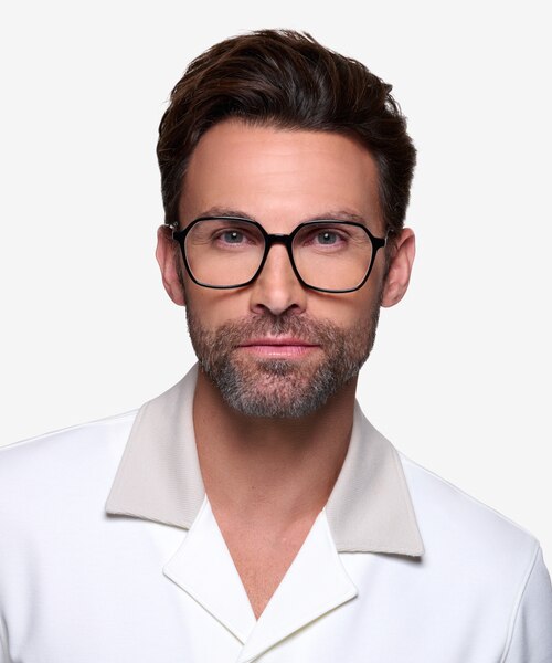 Modernity Black Silver AcetateEyeglass Frames for Men from EyeBuyDirect