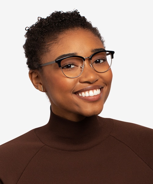 Sophisticated Black & Silver Acetate, MetalEyeglass Frames for Women from EyeBuyDirect