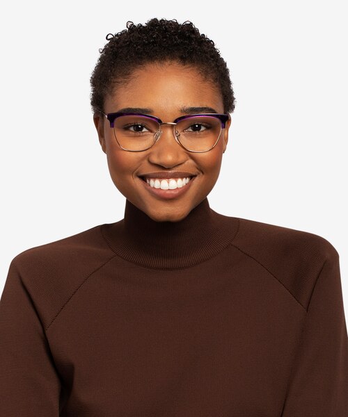 Gala Purple & Gold Acetate-metalEyeglass Frames for Women from EyeBuyDirect