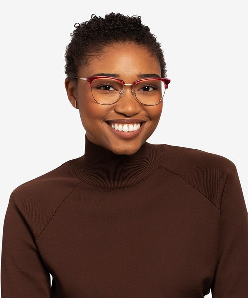 Gala Raspberry & Gold Acetate-metalEyeglass Frames for Women from EyeBuyDirect